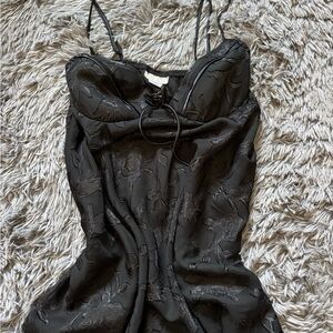 Elegant Black Floral Y2K Top